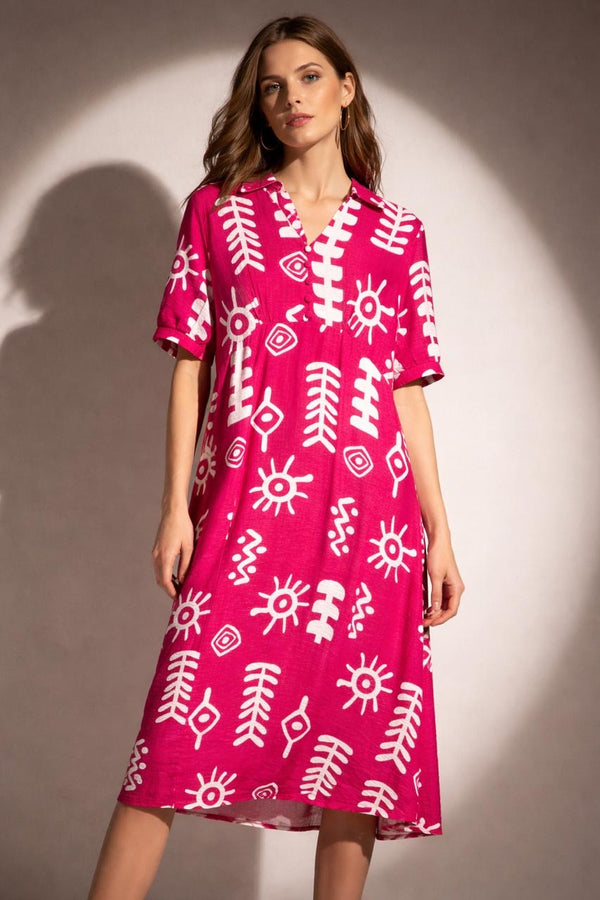 Printed Midi Dress with Flared Silhouette