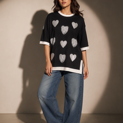 Heart Print Relaxed Fit T-Shirt