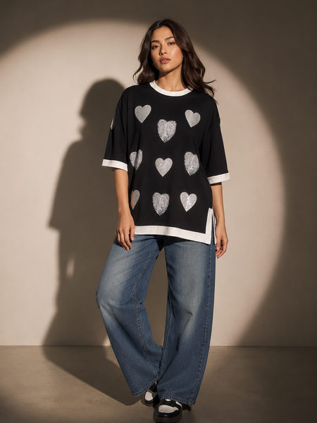 Heart Print Relaxed Fit T-Shirt