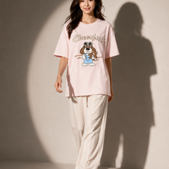 Cheerful Bear Graphic Oversized T-Shirt