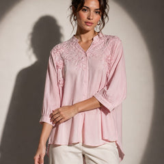 Self Floral Appliqué Relaxed Shirt