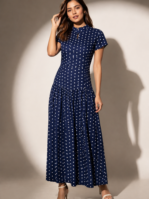 Polka Dot Tiered Midi Dress