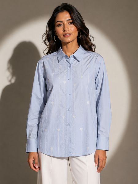 Heart Motif Embroidered Relaxed Shirt