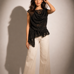 Lace Draped Peplum Top