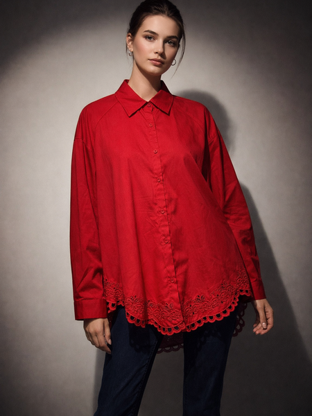 Relaxed Embroidered Hem Shirt