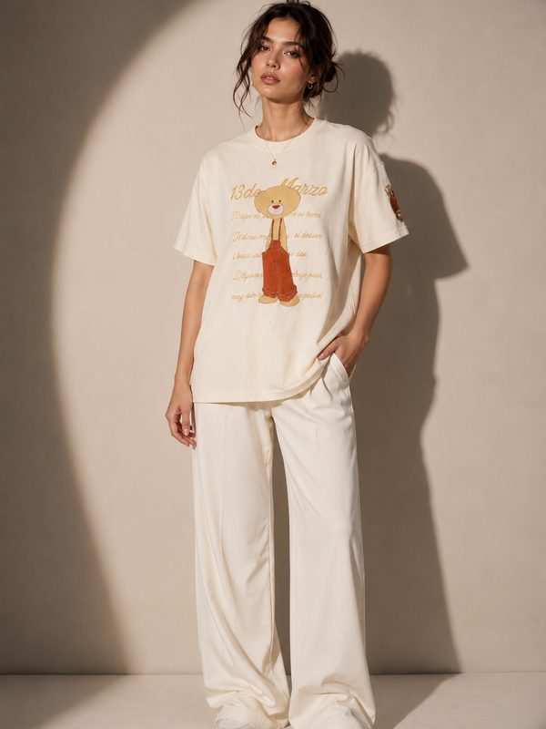 Graphic Bear Print Oversized T-Shirt