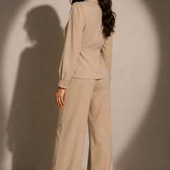 Tie-Waist Shirt & Wide-Leg Trouser Co-Ord Set