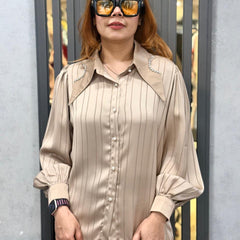 Pinstripe Satin-Feel Shirt