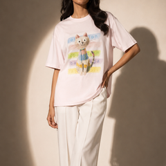 Oversized Cat Graphic T-Shirt