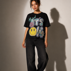 Graphic Patchwork Oversized T-Shirt