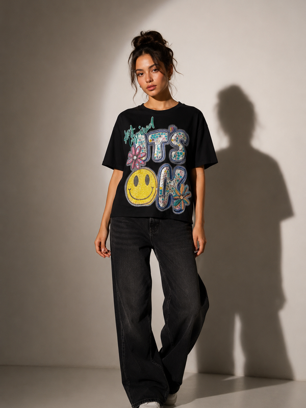 Graphic Patchwork Oversized T-Shirt