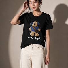 Textured Puppy Graphic T-Shirt