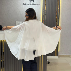 Pleated Panel Shirt with Flowing Hem
