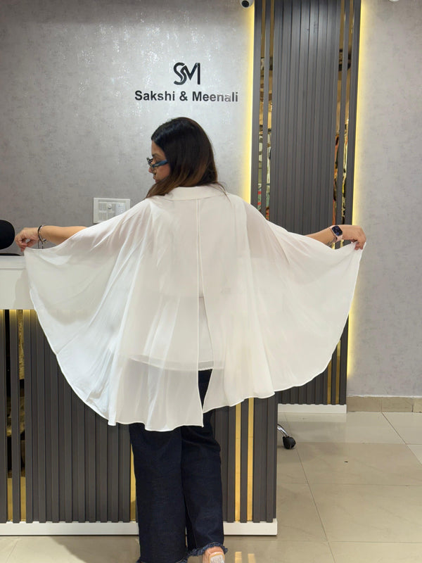 Pleated Panel Shirt with Flowing Hem