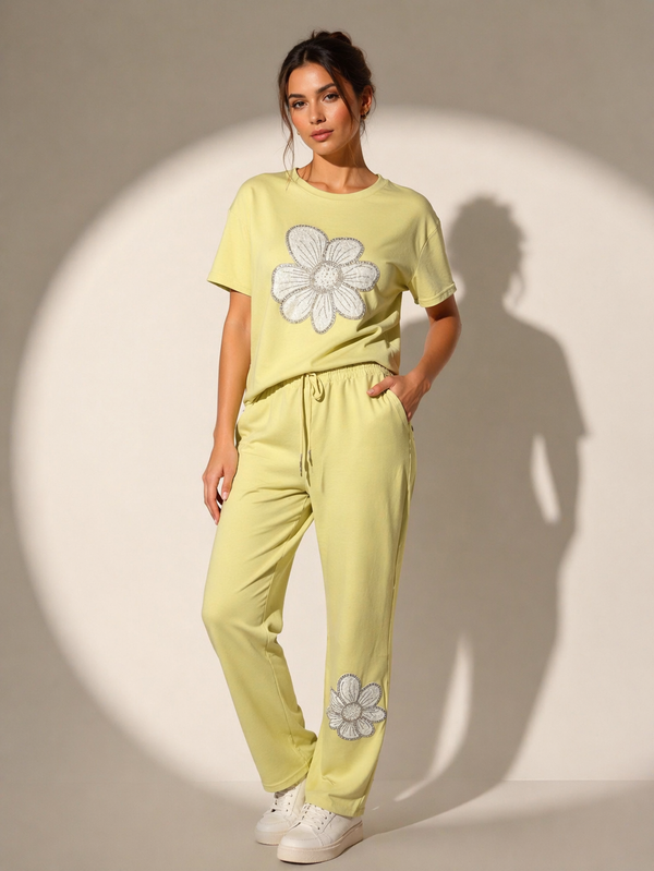 Embroidered Floral Relaxed Co-Ord Set