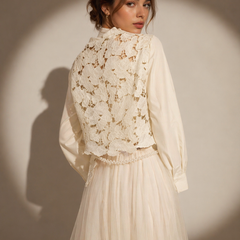 Lace Overlay Pleated Midi Dress with Belt
