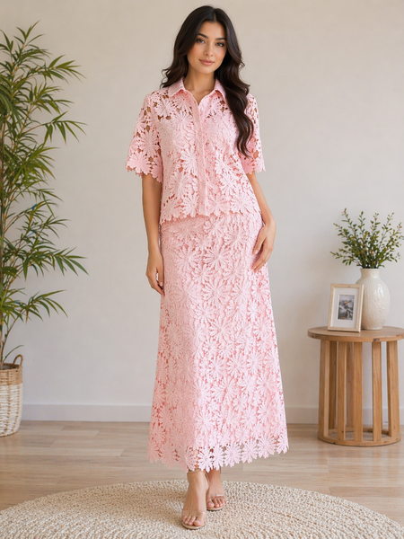 Broderie Anglaise Shirt & Maxi Skirt top
