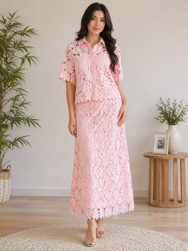 Broderie Anglaise Shirt & Maxi Skirt top