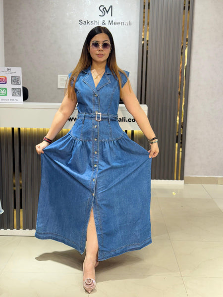 Sleeveless Denim Shirt Dress