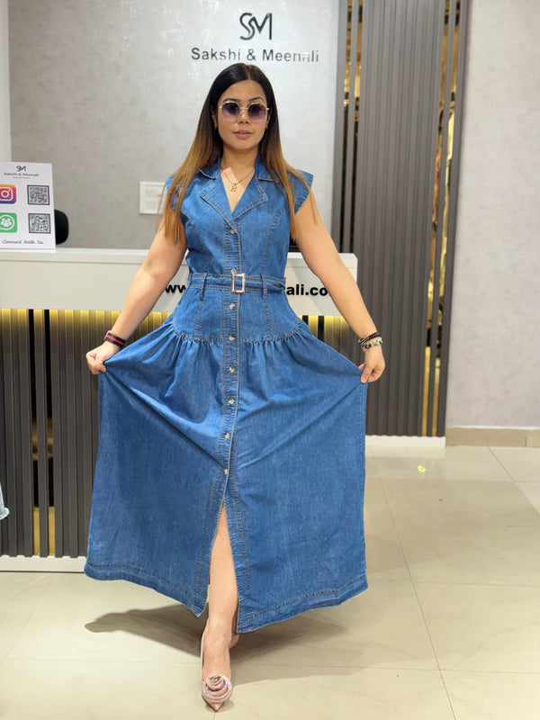 Sleeveless Denim Shirt Dress