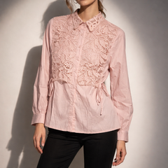 Lace Panel Structured Shirt