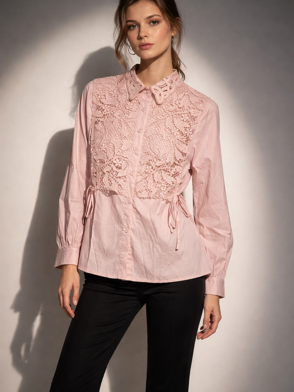 Lace Panel Structured Shirt