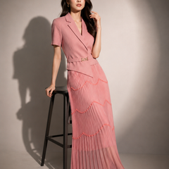 Pleated Tailored Maxi Dress