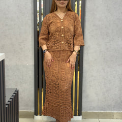 Embroidered Textured Skirt Top
