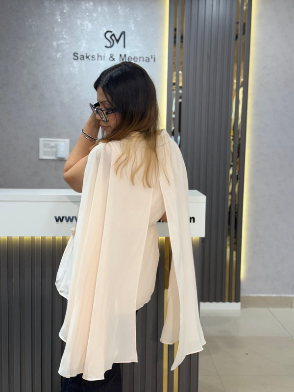 Pleated Panel Shirt with Flowing Hem