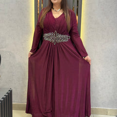 Embellished Waist Detail Flowing Maxi Dress