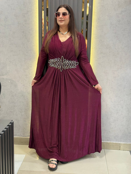 Embellished Waist Detail Flowing Maxi Dress