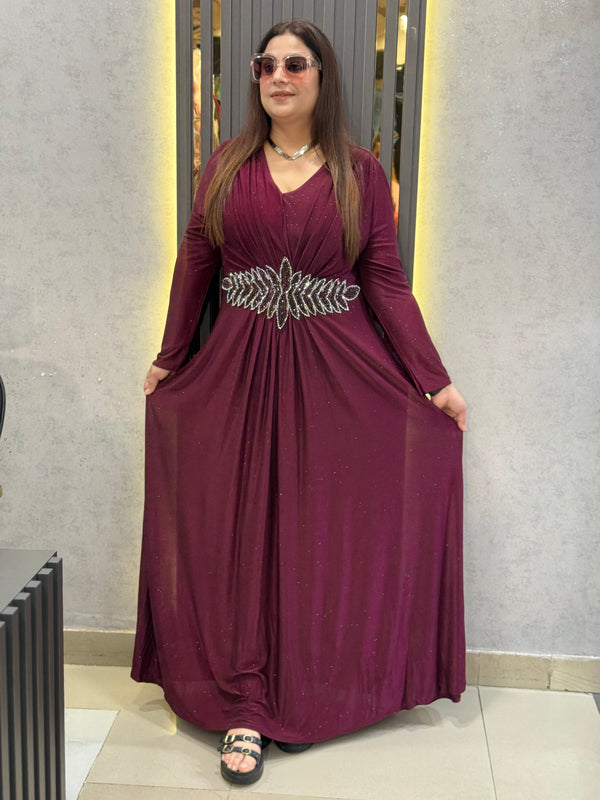 Embellished Waist Detail Flowing Maxi Dress