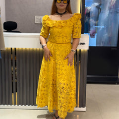 Embroidered Off-Shoulder Two-Piece Set
