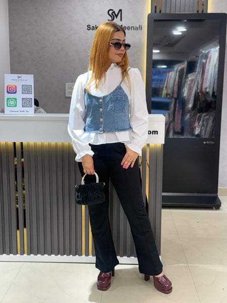 Structured Denim Layered Top