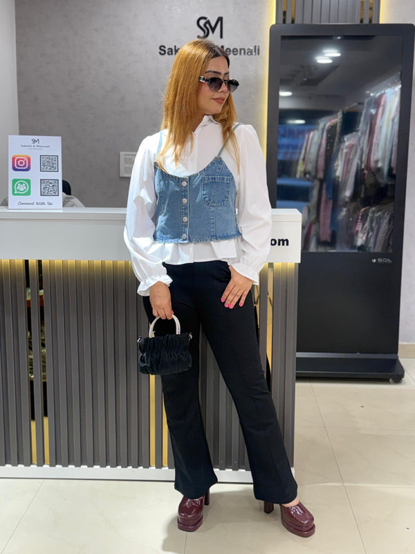 Structured Denim Layered Top