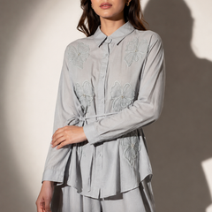 FLORAL APPLIQUÉ SHIRT AND TROUSERS CO-ORD SET