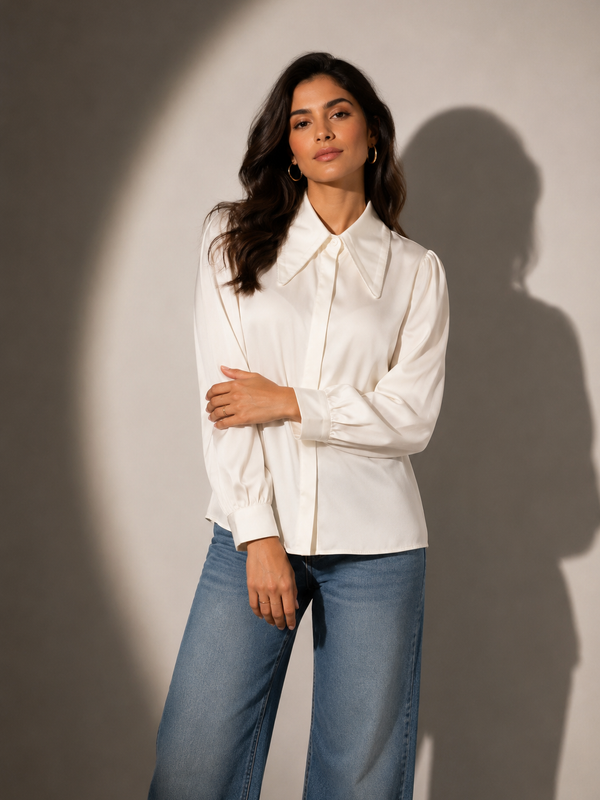 Oversized Collar Relaxed Fit Shirt