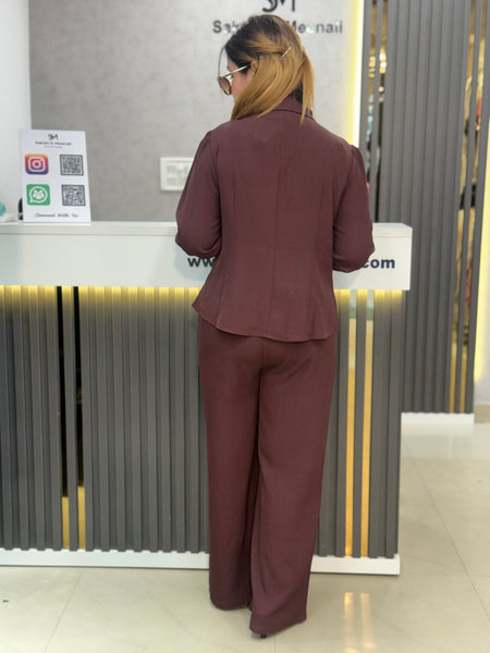 Draped Tie-Detail Shirt & Wide-Leg Trouser Co-Ord Set
