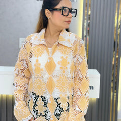 Guipure Lace Buttoned Top