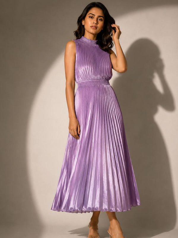 Luxury Satin Pleated Midi Skirt