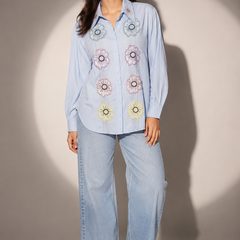 Floral Embroidered Poplin Shirt