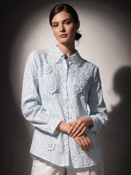 Embroidered Floral Structured Shirt