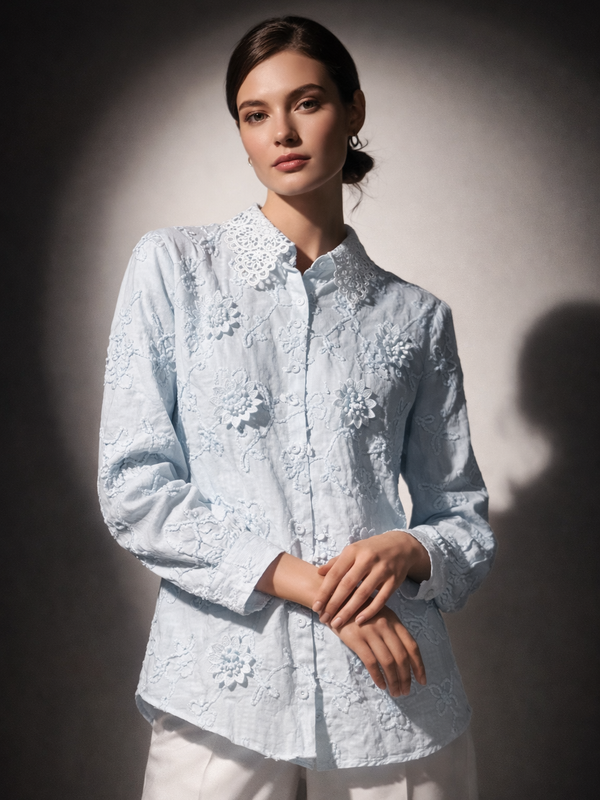 Embroidered Floral Structured Shirt