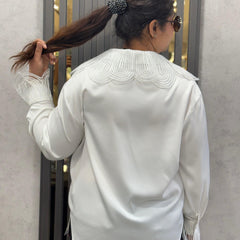Textured Statement Collar Shirt