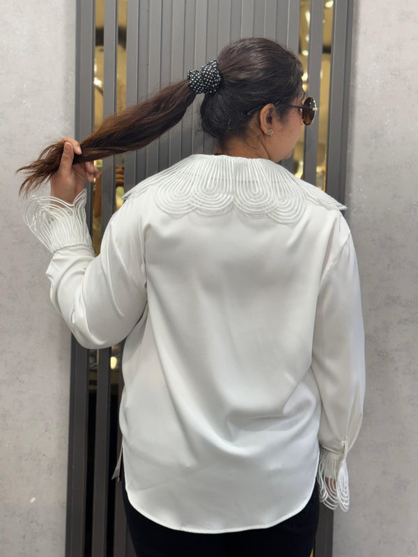 Textured Statement Collar Shirt