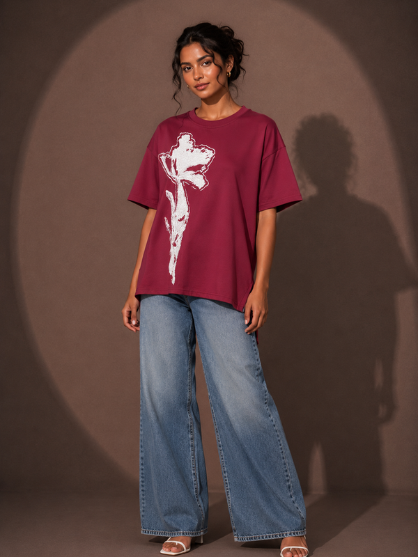 Oversized Floral Graphic T-Shirt