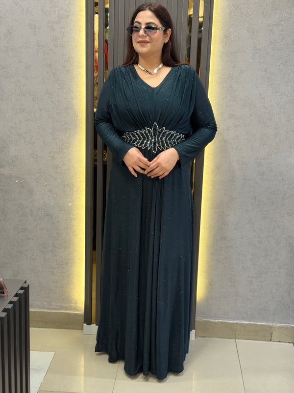 Embellished Waist Detail Flowing Maxi Dress