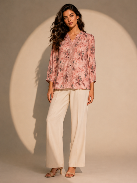 Floral Lace-Trim Top