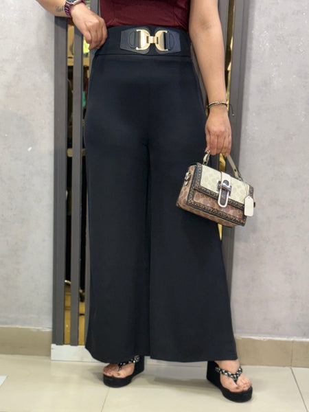 High-Rise Wide-Leg Trousers with Statement Belt