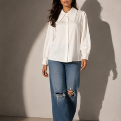 Oversized Collar Relaxed Fit Shirt